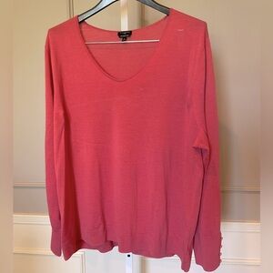 Talbots Plus Pure Merino Wool NWOT 3X Sweater Pearl Pink v neck pullover